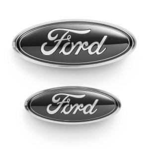 Ford Ranger Oval Emblem Kit - Front + Rear - Ford Racing - Smoked Chrome - Black - `19-`23